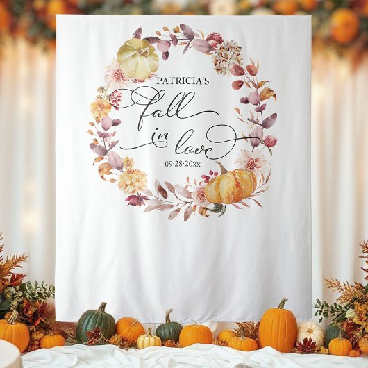 Herfstkrans Pompoen Herfst Bruiloft Feest Achtergr Wandkleed