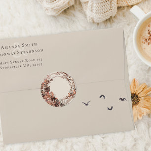 Herfstkrans rustieke bruiloft ronde sticker