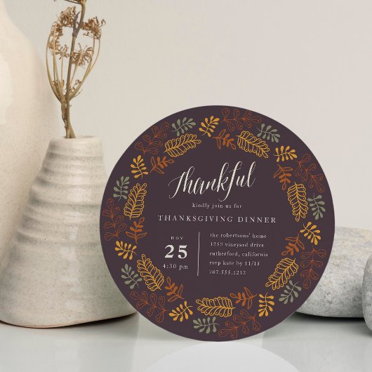 Herfstkrans | Thanksgiving Dinner Uitnodiging