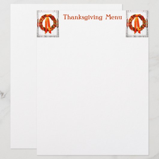 Herfstkrans Thanksgiving-menu (Voorkant / Achterkant)