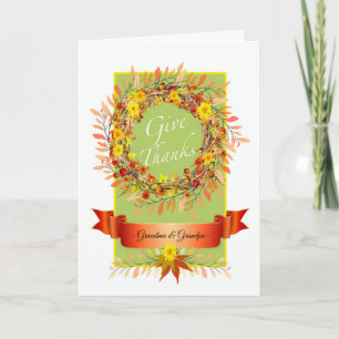Herfstkrans voor oma en opa kaart