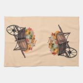 Herfstkruiwagen met pompoenen theedoek (Horizontaal)