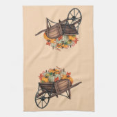 Herfstkruiwagen met pompoenen theedoek (Verticaal)