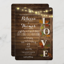 Herfstladder en bladeren liefde bruiloft