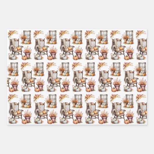 Herfstland, Heks Katten, Spook, Herfst, Herfst Inpakpapier Vel (Voorkant)