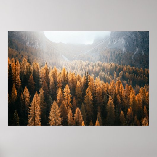 Herfstlandschap Herfstberg Uitzicht met geel Poster (Voorkant)