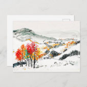 Herfstlandschap met bergdorp briefkaart (Voorkant / Achterkant)