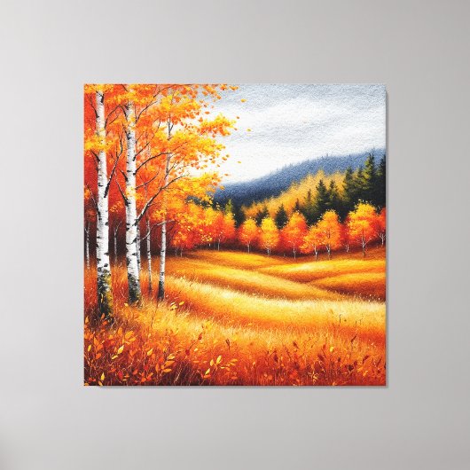 Herfstlandschap met berkenbomen canvas afdruk (Voorkant)