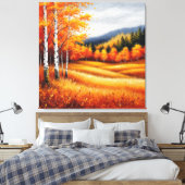 Herfstlandschap met berkenbomen canvas afdruk (Insitu (Slaapkamer))