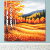 Herfstlandschap met berkenbomen canvas afdruk (Insitu (Houten vloer))