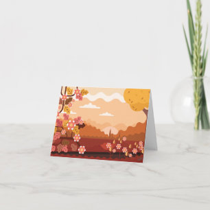 Herfstlandschap met bloemen feestdagen kaart