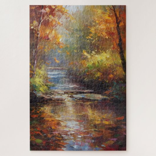 Herfstlandschap met Creek Legpuzzel (Verticaal)