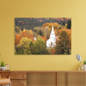 Herfstlandschap met kerk, Vermont, VS Canvas Afdruk (Insitu (Woonkamer))