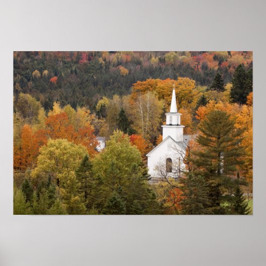 Herfstlandschap met kerk, Vermont, VS Poster (Voorkant)