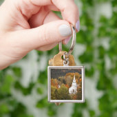 Herfstlandschap met kerk, Vermont, VS Sleutelhanger (Hand)