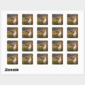 Herfstlandschap met kerk, Vermont, VS Vierkante Sticker (Vel)