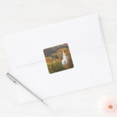 Herfstlandschap met kerk, Vermont, VS Vierkante Sticker (Envelop)