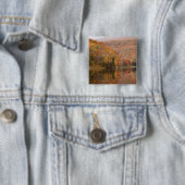 Herfstlandschap met meer, Vermont, VS 2 Vierkante Button 5,1 Cm (In situ)