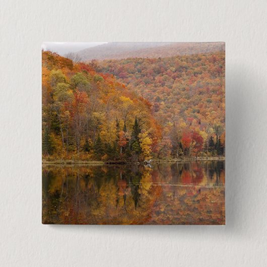 Herfstlandschap met meer, Vermont, VS 2 Vierkante Button 5,1 Cm (Voorkant)