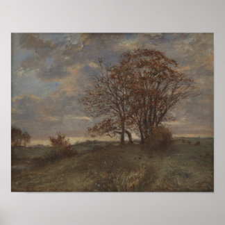 Herfstlandschap. Olieverf op doek  Poster