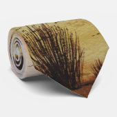 Herfstlandschap schilderij zonsondergang en bruin stropdas (Opgerold)