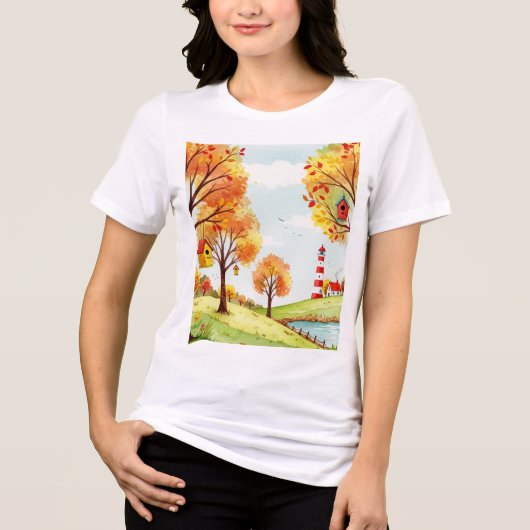 Herfstlandschap Tri-Blend Shirt (Voorkant)