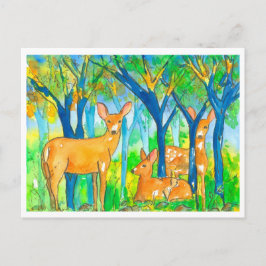 Herfstlandschap van de herten briefkaart