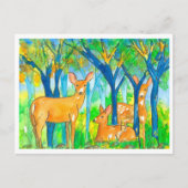 Herfstlandschap van de herten briefkaart (Voorkant)