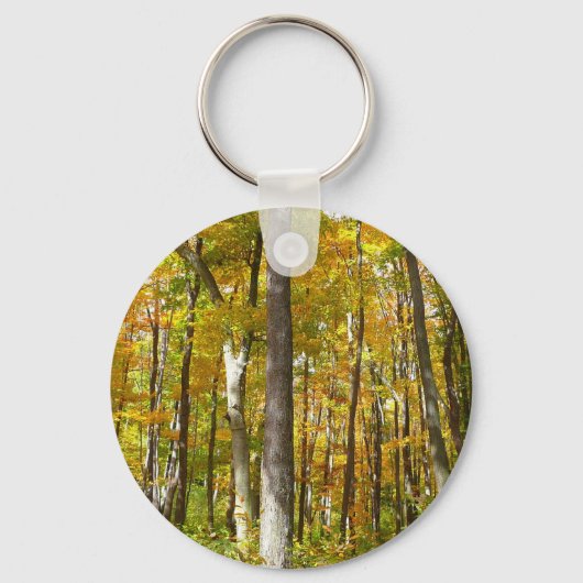 Herfstlandschap van Gele Bladeren Sleutelhanger (Voorkant)