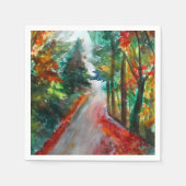 Herfstlandschap Waterverf Cocktail Papier Servette Servet (Voorkant)