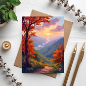 Herfstlandschap Waterverf Herfstloof Kaart 