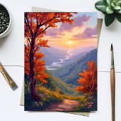 Herfstlandschap Waterverf Herfstloof Kaart 