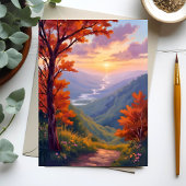 Herfstlandschap Waterverf Herfstloof Kaart 