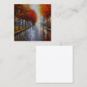 Herfstlandschappen met regen en gebladerte hebben  vierkante visitekaartje (Voorkant / Achterkant)