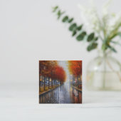 Herfstlandschappen met regen en gebladerte hebben  vierkante visitekaartje (Staand voorkant)