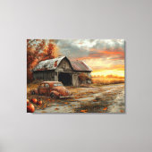 herfstlandweg en schuur 32x24 canvas afdruk (Voorkant)