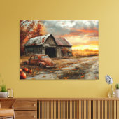 herfstlandweg en schuur 32x24 canvas afdruk (Insitu (Woonkamer))