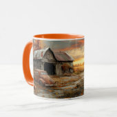 herfstlandweg en -schuur mok (Voorkant links)