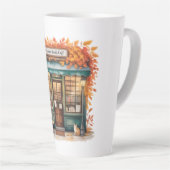 Herfstleescafé Tassen  — Fall Bookstore  Latte Mok (Rechterhoek)