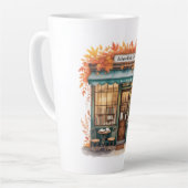 Herfstleescafé Tassen  — Fall Bookstore  Latte Mok (Linkerhoek)