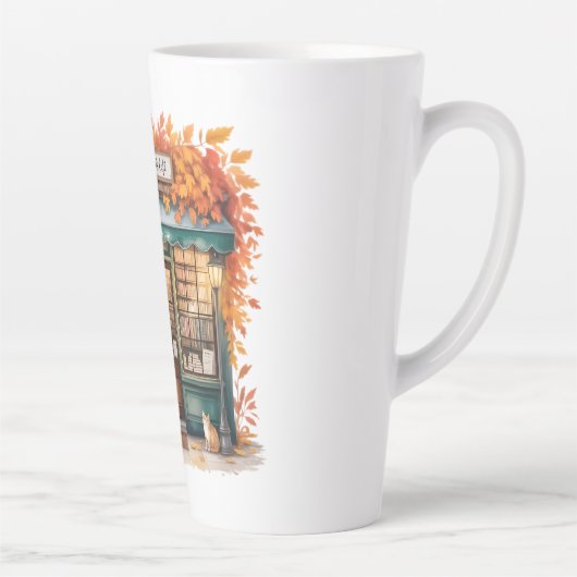 Herfstleescafé Tassen — Fall Bookstore Latte Mok (Rechts)