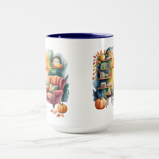 Herfstleesstoel Mok — Knusse Lamp & Boek Hoek (Midden)