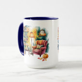 Herfstleesstoel Mok — Knusse Lamp & Boek Hoek (Voorkant links)