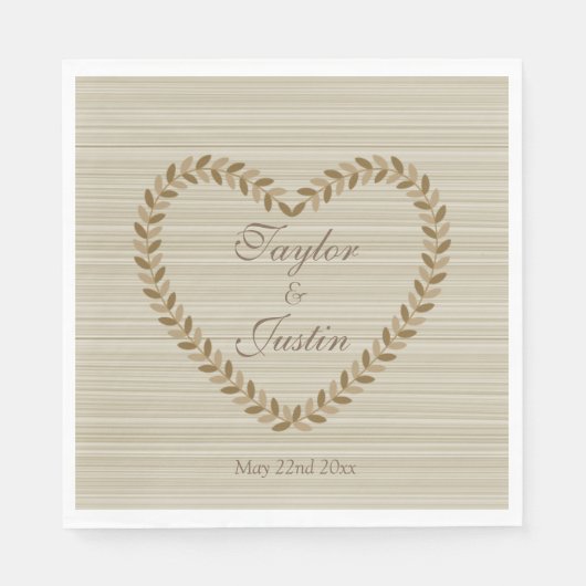 Herfstlente laat hart zen bruiloft servetten (Voorkant)