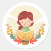 herfstlezer ronde sticker (Voorkant)