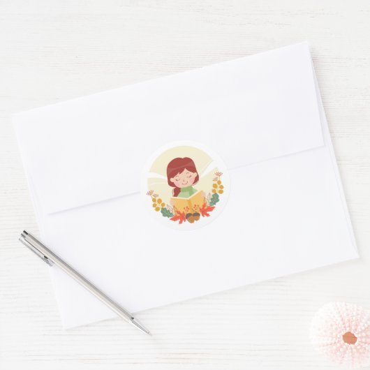 herfstlezer ronde sticker (Envelop)