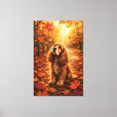 Herfstlicht Cocker Spaniel Puppy – Knus herfst voo Canvas Afdruk (Voorkant)