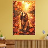 Herfstlicht Cocker Spaniel Puppy – Knus herfst voo Canvas Afdruk (Insitu (Woonkamer))