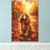 Herfstlicht Cocker Spaniel Puppy – Knus herfst voo Canvas Afdruk (Insitu (Houten vloer))