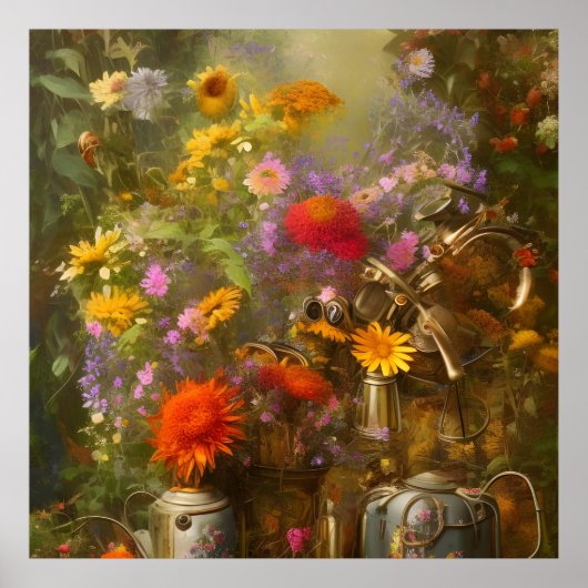 herfstligging met zonnebloemen herfstbloemen poster (Voorkant)